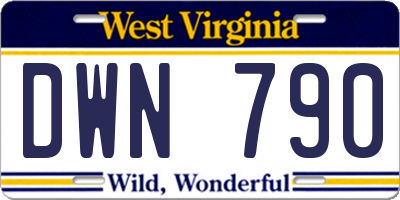 WV license plate DWN790