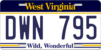 WV license plate DWN795