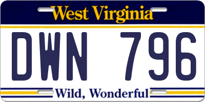 WV license plate DWN796
