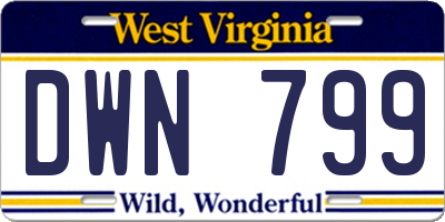 WV license plate DWN799