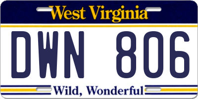 WV license plate DWN806