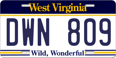 WV license plate DWN809