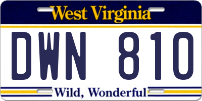WV license plate DWN810