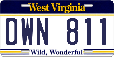 WV license plate DWN811