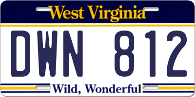 WV license plate DWN812