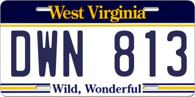 WV license plate DWN813