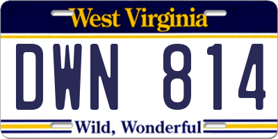 WV license plate DWN814