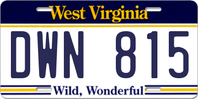 WV license plate DWN815