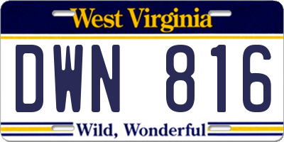 WV license plate DWN816