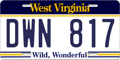 WV license plate DWN817