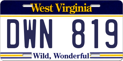 WV license plate DWN819