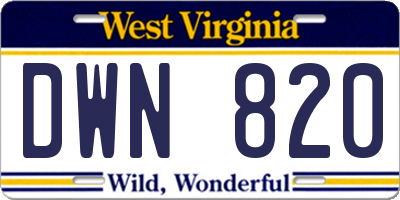 WV license plate DWN820