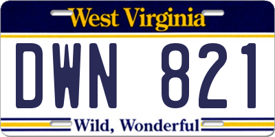 WV license plate DWN821