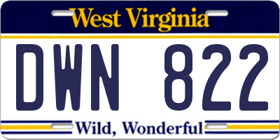 WV license plate DWN822