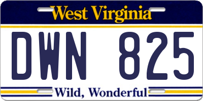 WV license plate DWN825