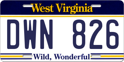 WV license plate DWN826