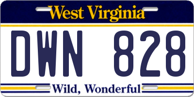 WV license plate DWN828