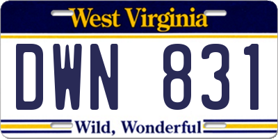 WV license plate DWN831