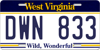 WV license plate DWN833