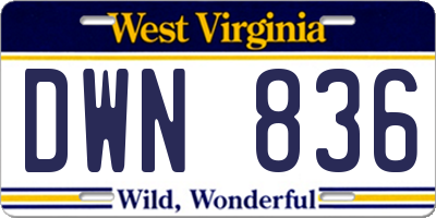 WV license plate DWN836
