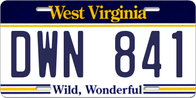 WV license plate DWN841
