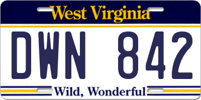 WV license plate DWN842