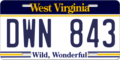 WV license plate DWN843