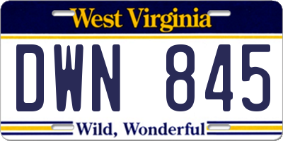 WV license plate DWN845