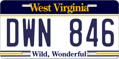 WV license plate DWN846