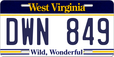 WV license plate DWN849