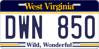 WV license plate DWN850