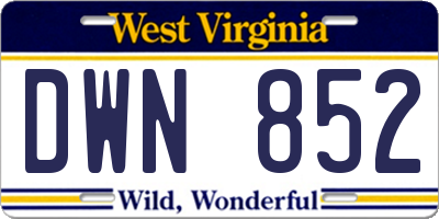 WV license plate DWN852