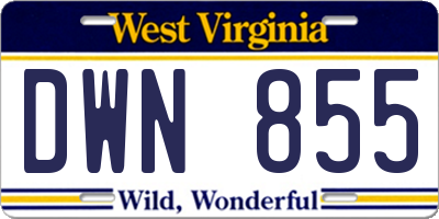 WV license plate DWN855