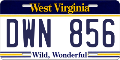 WV license plate DWN856
