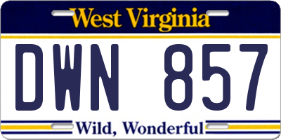 WV license plate DWN857