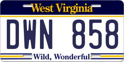 WV license plate DWN858