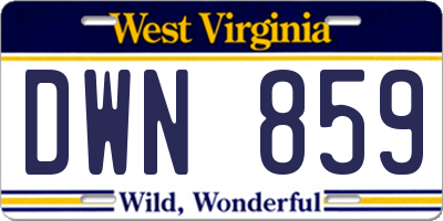 WV license plate DWN859