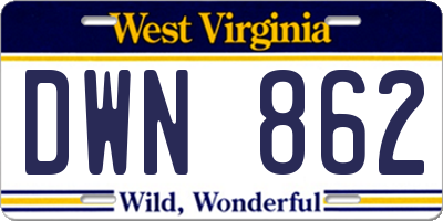 WV license plate DWN862