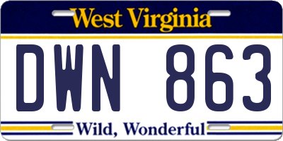WV license plate DWN863
