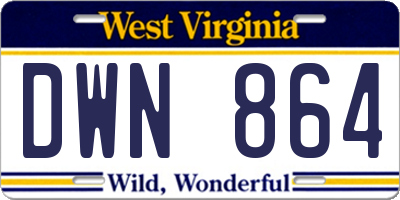 WV license plate DWN864