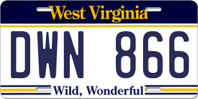 WV license plate DWN866