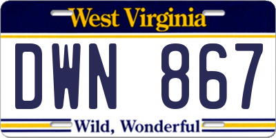 WV license plate DWN867