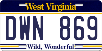 WV license plate DWN869