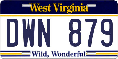 WV license plate DWN879