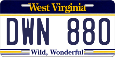 WV license plate DWN880