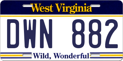 WV license plate DWN882