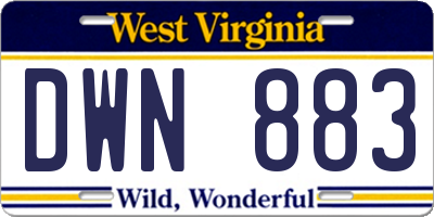 WV license plate DWN883