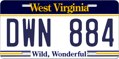 WV license plate DWN884