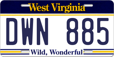 WV license plate DWN885