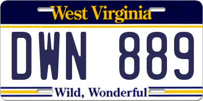 WV license plate DWN889